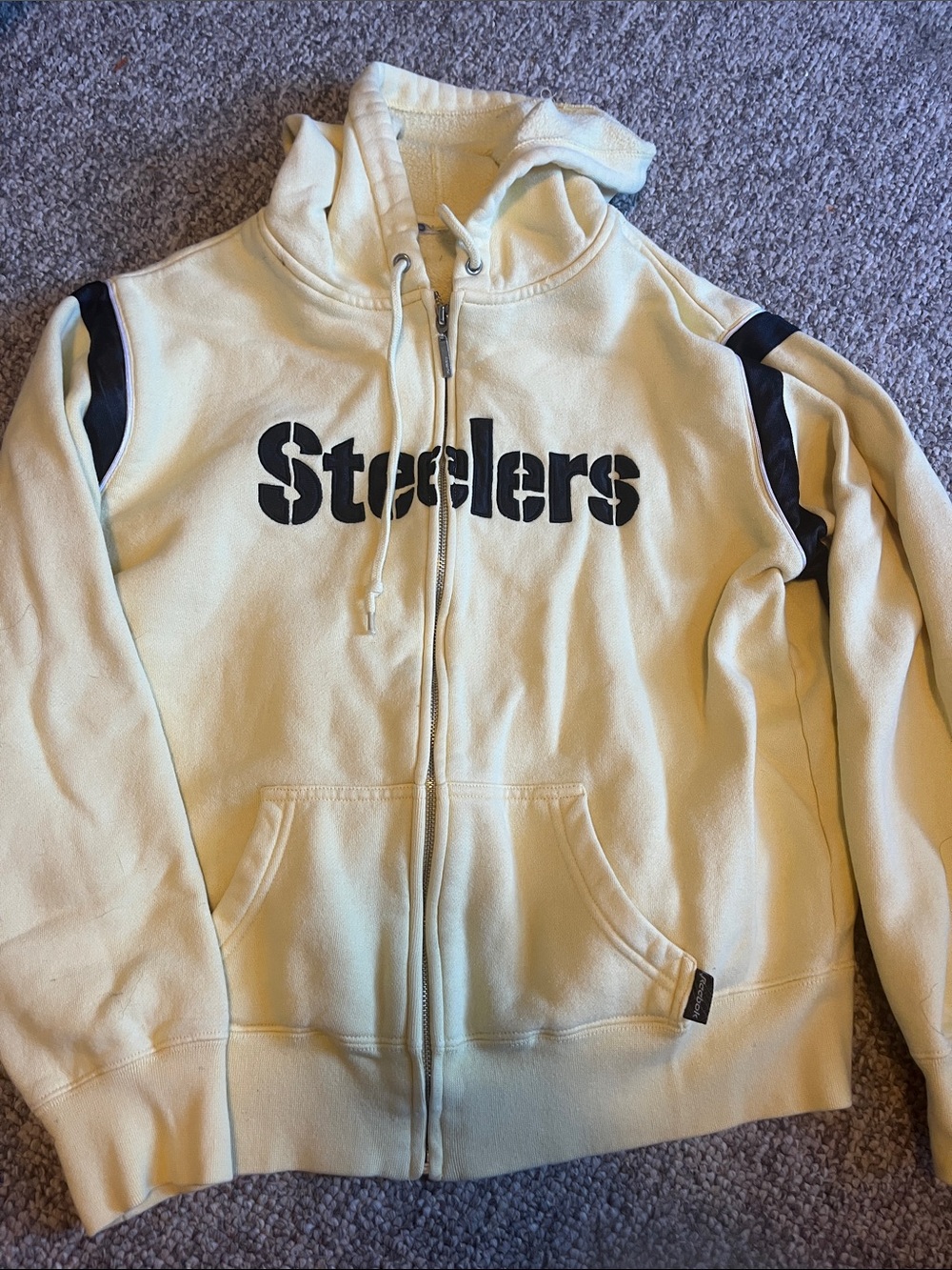 Reebok Yellow and Black Pittsburgh Steelers Zip Hoodie
